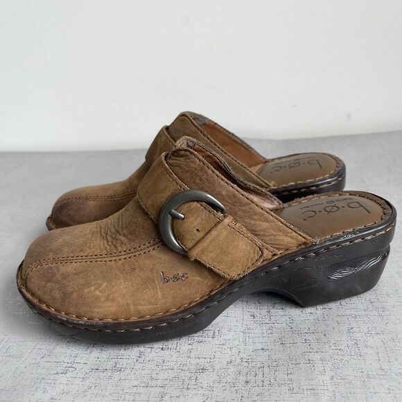 Born Brown Tan Leather Buckle Slip On Mule Clogs Shoes Women's US 9 M/W - Picture 1 of 12